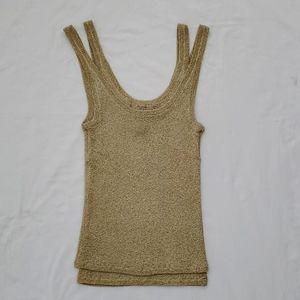 Vintage Tank top metallic thread golden - M